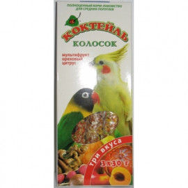 Колосок Природа "Сафлор, лесная ягода, кокос", коктейль для волнистых попугаев, 3х30 г фото
