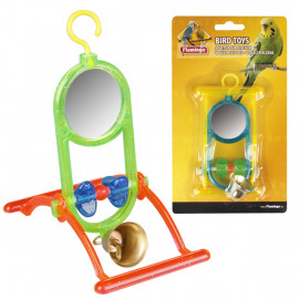 Karlie-Flamingo mirrow+bell игрушка для птиц зеркальце с колокольчиком и жердочкой, 12*7*16,5 см