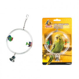 Karlie-Flamingo cage hanger swing игрушка для птиц круглая качалка с колокольчиком, 11 cм
