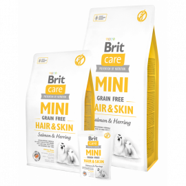 Сухой корм для здоровой кожи и шерсти Brit Care GF Mini Hair&Skin для собак малых пород