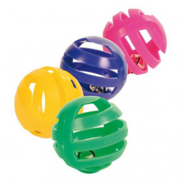 Набор мячиков пластиковых Trixie, для кошки, с колокольчиком, 4шт