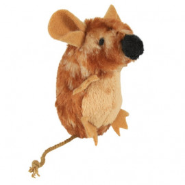 Игрушка Trixie мышка плюшевая, коричневая с пищалкой, 8см