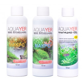 Удобрения для аквариумных растений AQUAYER Микро + Макро +Альгицид+СО2 100 мл