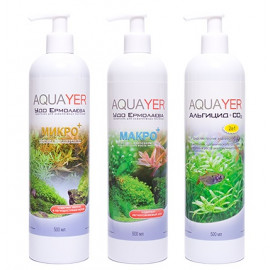 Удобрения для аквариумных растений AQUAYER Микро + Макро +Альгицид+СО2 500 мл