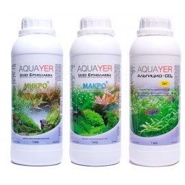 Удобрения для аквариумных растений AQUAYER Микро + Макро +Альгицид+СО2 1 л