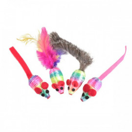 Игрушки для кошек FOX, 4 разноцветные мышки