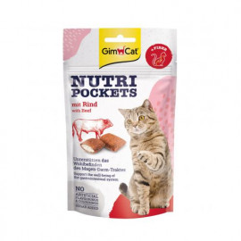 Лакомства для кошек GimCat Nutri Pockets, с говядиной и солодом, 60г  фото
