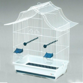 Клетка AnimAll Alba, для средних и маленьких птиц, белая, цинк, 51х32,5х58,5 см фото